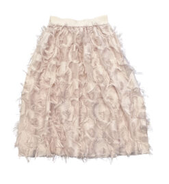 Comme Toi Pink Eyelash Feather Pull On Midi Skirt Size XS