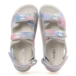 Chanel NIB Interlocking CC Logo Rainbow Quilted Slingback Dad Sandals 41.5 NEW
