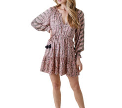 OMIKA Riviera Amala Paisley Print Long Sleeve Mini Boho Dress Small India