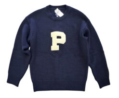 Ralph Lauren Polo Men's Navy Wool Chunky Knit Letterman Sweater XL Made In USA