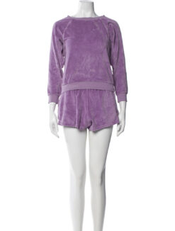 Suzie Kondi Purple French Terry Sweatshirt & Track Shorts 2 Piece Set Size XS