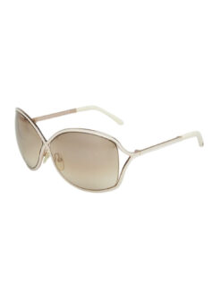 Tom Ford Rickie TF179 White Gold Oversized Butterfly Sunglasses 64-11-120