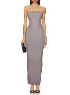 Wolford NWT Fading Shine Titanium Silver Strapless Bodycon Maxi Dress XS $470