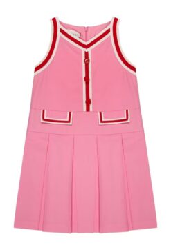 Gucci Girls Pink Pleated Cotton Poplin Dress Size 12 Italy $695