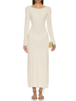 Alternative view of ONIA Sandshell Knit Cross Back Cutout Long Sleeve Maxi Dress Size XS