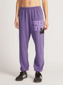 Free City Large Dove Logo Jogger Track Sweat Pants Size Small Lavender