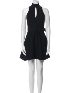 Cinq A Sept Juni Black Mock Neck Belted Mini Dress Size 4