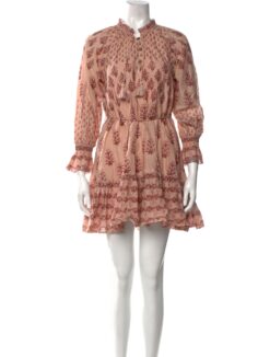Cleobella Reese Pink Floral Long Sleeve Tiered Boho Mini Dress Size XS