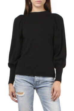 Apiece Apart Dewi Black Crew Neck Puff Sleeve Sweater Size XS