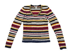 Alternative view of Autumn Cashmere Multi Striped Cotton Scoop Neck Sweater Size Small