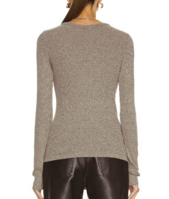 Alternative view of AGOLDE Maya Rib Knit Long Sleeve Scoop Neck Top XS Granola Heather
