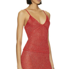 Alternative view of Asta Resort NEW Carolina Rossa Sequin Red Knit Camisole Tank Top Blouse Small