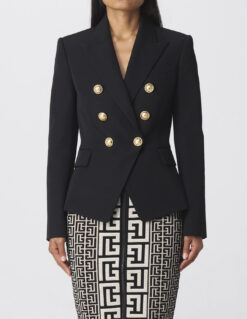 Balmain Paris NWT Black Wool Double Breasted Gold Button Jacket Blazer 38 $2700