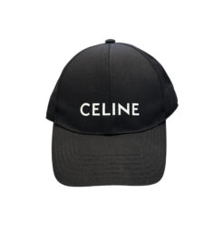 CELINE Black Cotton Logo Monogram Baseball Cap Hat Size Small Women's