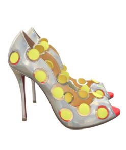 Alternative view of Christian Louboutin NIB Lady Bug 120 Peep Toe Silver Metallic Heels Pumps 39.5
