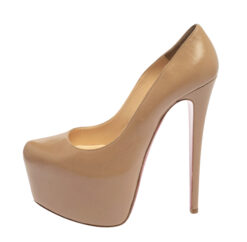 Christian Louboutin Daffodile 160 Beige Leather Platform Heels Pumps 38.5
