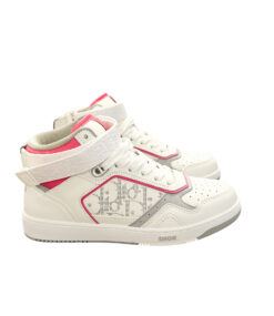 DIOR NIB B27 High Top White & Pink Oblique Leather Sneakers Size 37 $1250