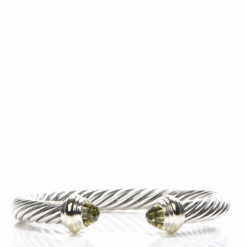 David Yurman Sterling Silver 14K Yellow Gold Peridot 7mm Cable Classics Bracelet
