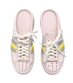 Alternative view of Gucci Ace Pink Rubber Web Stripe Lace Up Mules Slides Sneakers Size 39