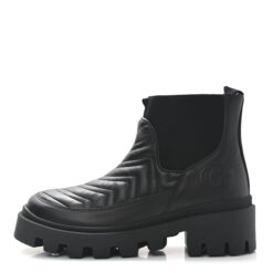 GUCCI NIB Frances Calfskin Nappa Matelasse Quilted GG Logo Chelsea Boots 37