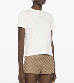 Gucci NWT White Square Crystal G Short Sleeve Shirt Top Blouse XXS $590