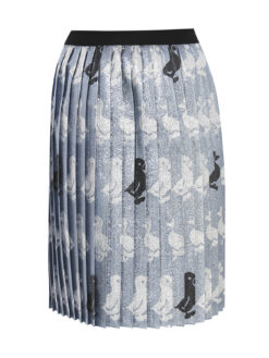 Gucci Girls Blue Metallic Duck Print Jacquard Pleated Skirt Size 10 Italy $600