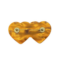 Alternative view of GUCCI Resin & Crystal Double Heart Jewelry Accessory Brooch Pin
