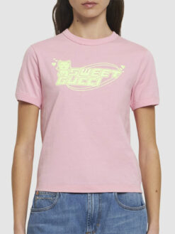 Gucci NWT Pink Sweet Gucci Logo Kitten Graphic Shirt Top Blouse XXS $590