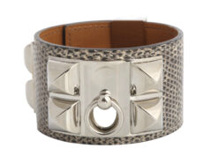 Hermès Ombré Lizard Collier de Chien CDC Cuff Bracelet Palladium Hardware