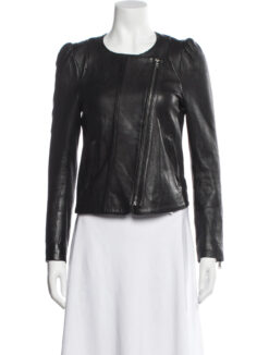 JOIE Black Lambskin Leather Moto Full Zip Biker Jacket Size Small