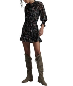 MISA Los Angeles Lexie Floral Paisley Chiffon Tiered Mini Dress Small