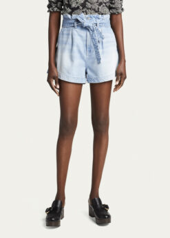 Veronica Beard Nori Extra High Rise Paper Bag Denim Shorts Size 25