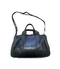 Alexander Wang Rocco Black Leather Rose Gold Studded Shoulder Satchel Bag