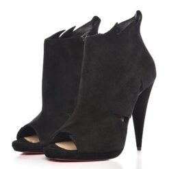 Alternative view of Christian Louboutin NIB Black Suede Cutout Open Toe Heels Ankle Booties 39.5