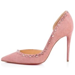 Alternative view of Christian Louboutin NIB Irishell Studded Spike Pink Suede Heels Pumps 39 NEW