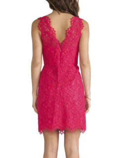 Alternative view of Shoshanna Watermelon Pink Lace Rose V-Neck Mini Dress Size 8