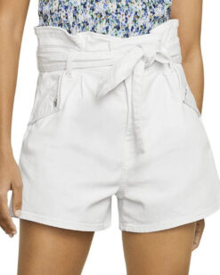 Veronica Beard Nori Extra High Rise Paper Bag Denim Shorts Size 27 White