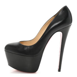Christian Louboutin Victoria 160 Black Leather Platform Heels Pumps Size 39
