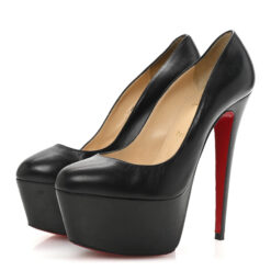Alternative view of Christian Louboutin Victoria 160 Black Leather Platform Heels Pumps Size 39