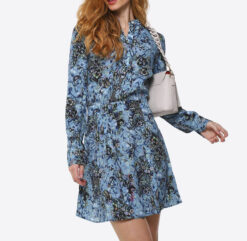 ZADIG & VOLTAIRE Refla Boho Patch Blue Floral Butterfly Mini Dress Small