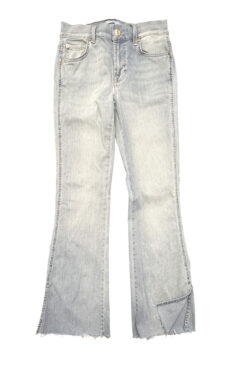 7 FOR ALL MANKIND Light Blue Mid Rise Stretch Raw Split Hem Flare Jeans Size 27