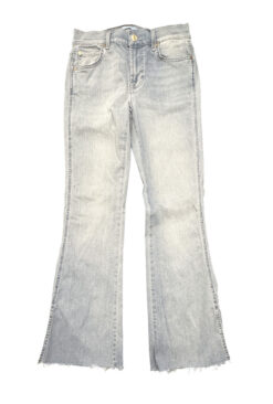 Alternative view of 7 FOR ALL MANKIND Light Blue Mid Rise Stretch Raw Split Hem Flare Jeans Size 27