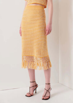 Derek Lam 10 Crosby NWT Emerie Crochet Knit Fringe Midi Skirt XS $450