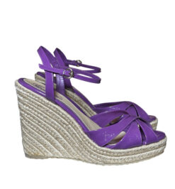 Gucci Guccissima Purple Patent Platform Wedge Heel Sandals Size 37