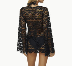 Alternative view of Pilyq PQ Noah Black Lace Long Sleeve Cover-Up Mini Beach Mini Dress M/L