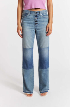 AMO Stevie Mid Rise Button Fly Denim Silver Spring Jeans Size 24