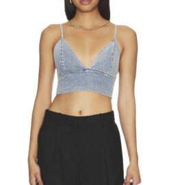 Alice + Olivia NWT Carli Blue Denim Bra Cropped Tank Top Blouse Size 10