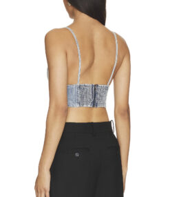 Alternative view of Alice + Olivia NWT Carli Blue Denim Bra Cropped Tank Top Blouse Size 10