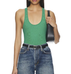 AGOLDE Bianca Green Ribbed Sleeveless Tank Top Size Small