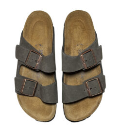 Birkenstock Arizona Gray Suede Slides Sandals Size 37